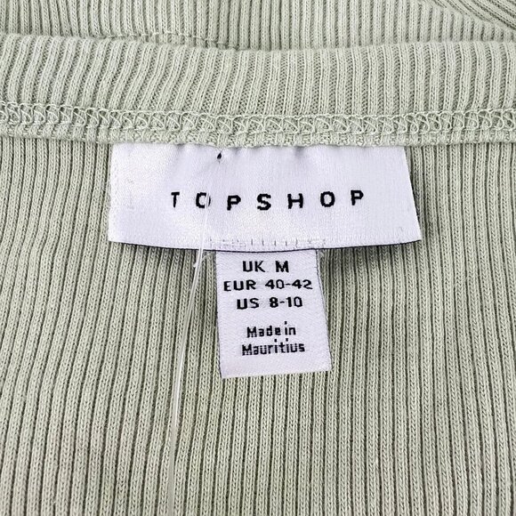 Topshop Ribbed Crop Top Tank  Camisole In Sage Green US M  8-10 - Picture 5 of 5